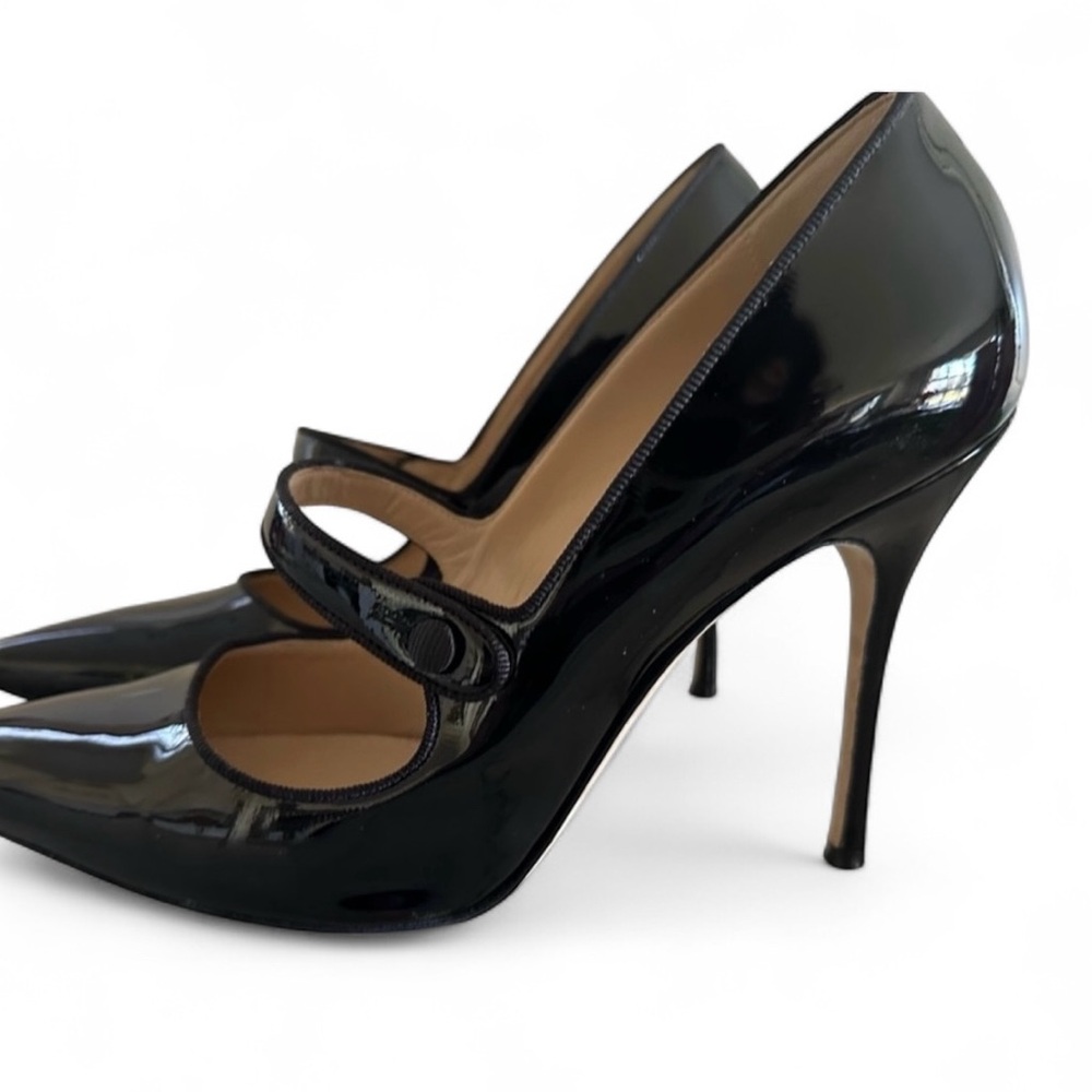 ❌SOLD❌ Manolo Blahnik Campari 105mm Mary Jane Heels Black Patent Leather 39 - Picture 8 of 11